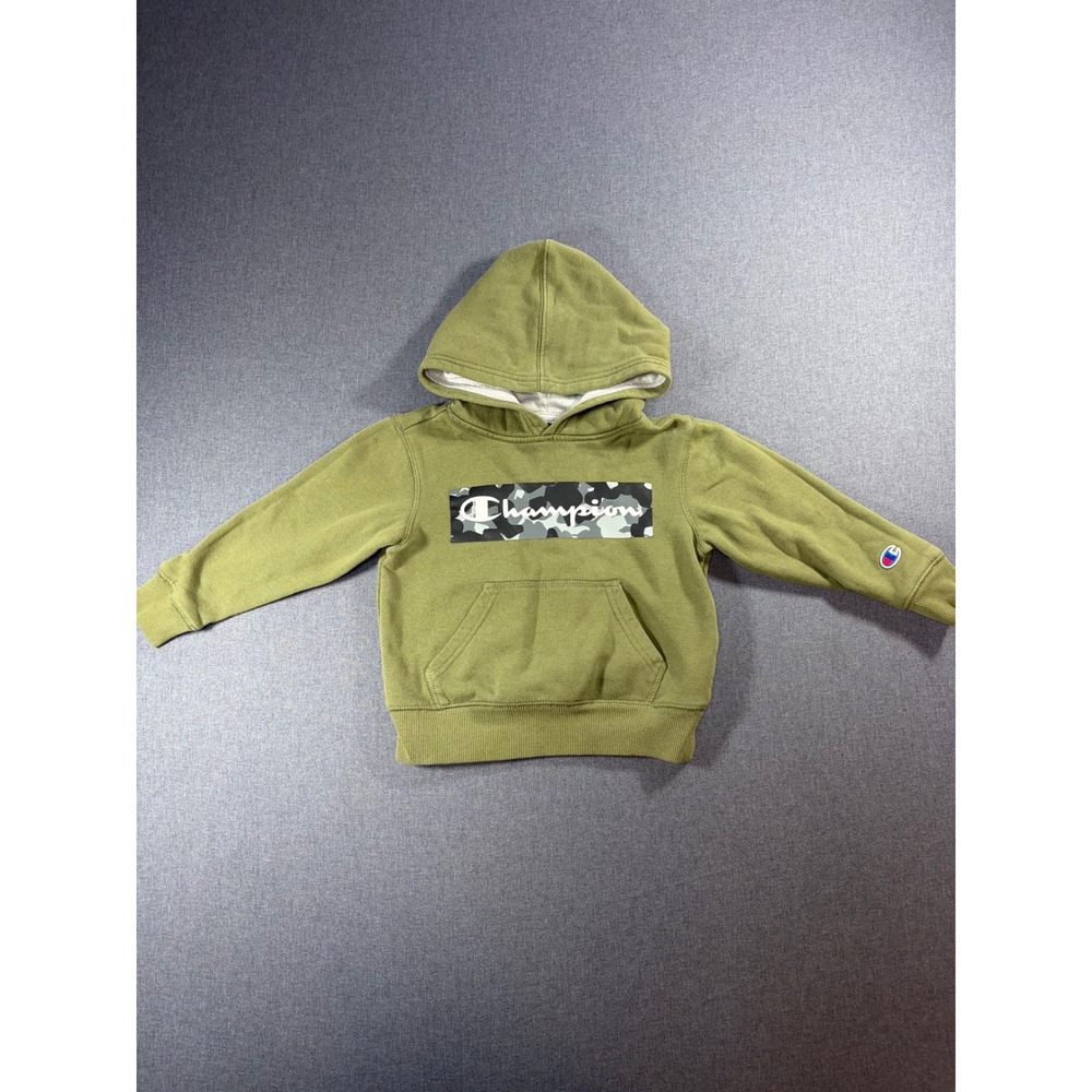 Champion Kids Olive Green Camo Box Logo Hoodie Sweatshirt Size 5